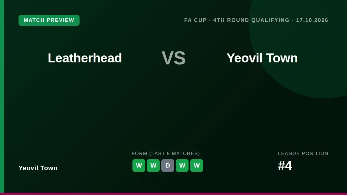 Yeovil Town travel to face Leatherhead in the FA Cup fourth round qualifying this Saturday, buoyed by a six-game unbeaten...